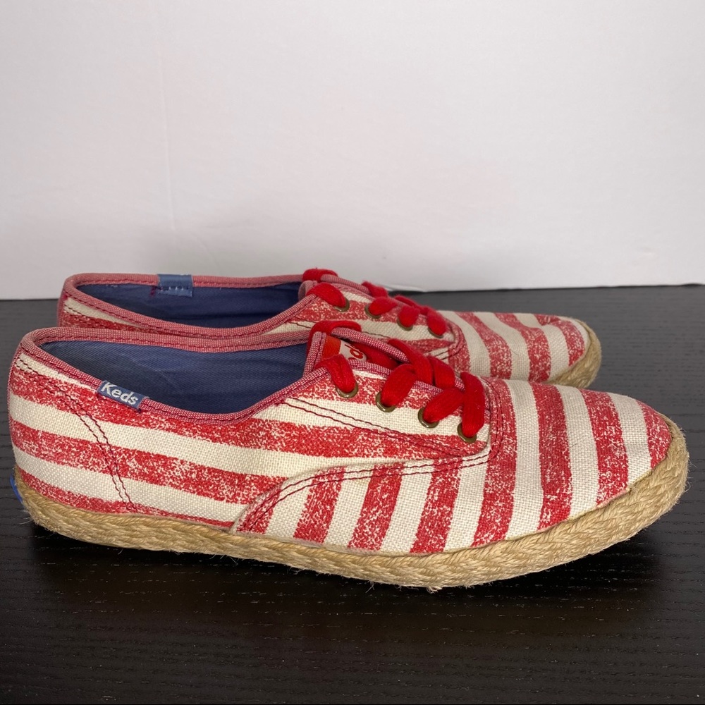 Keds Red White Stripes Espadrille shoes Flag USA